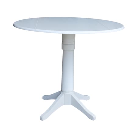 International Concepts Round 42, Round dual drop Leaf Pedestal Table, 36.3  inH, White, 42 W, 42 L, 36.3 in H, Wood, White K08-42DPT-27B-6B